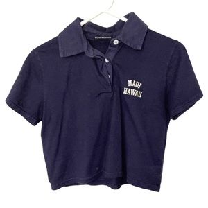 Brandy Melville Maui Hawaii Navy Polo Short Sleeve Shirt